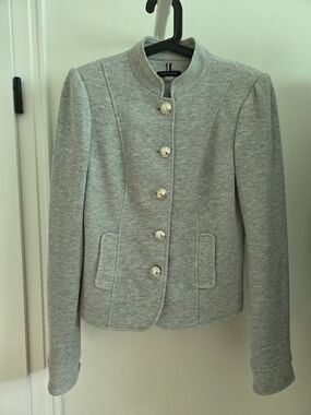 Tommy Hilfiger Light Gray Collarless Button Jacket